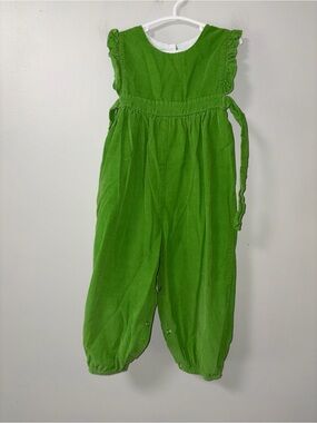 Bella Bliss Green Berkeley Courdory Overall Romper Ruffle Sleeves Girls 24M
